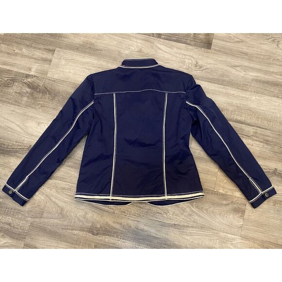 Chicos Rope Me In Seafarer Blue Full Zip Jacket Size 1/Medium - Picture 2 of 4